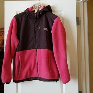 Pink and brown North Face feece